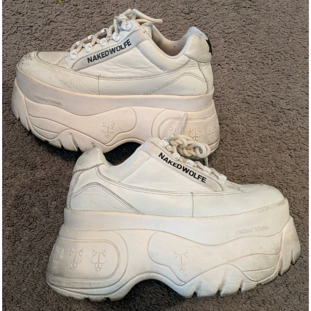 Naked Wolfe Sprinter Mega Platform White Leather Sneakers Women's 6.5 / EUR 36.5
